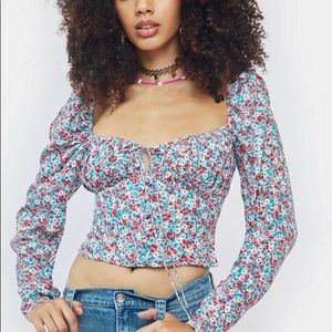 AFRM Lotte Puff Sleeve Corset Top